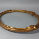 Old oval frame and glass foliage 40x30 cm wood stucco gilding gold leaf SB