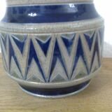 real Betschdorf Alsace vase pot, salt sandstone, blue gray, incised patterns