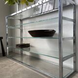 Pair of chrome and glass shelves from the 70s