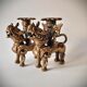 Pair of vintage brass candlesticks, Foo Dogs / Guardian Lions