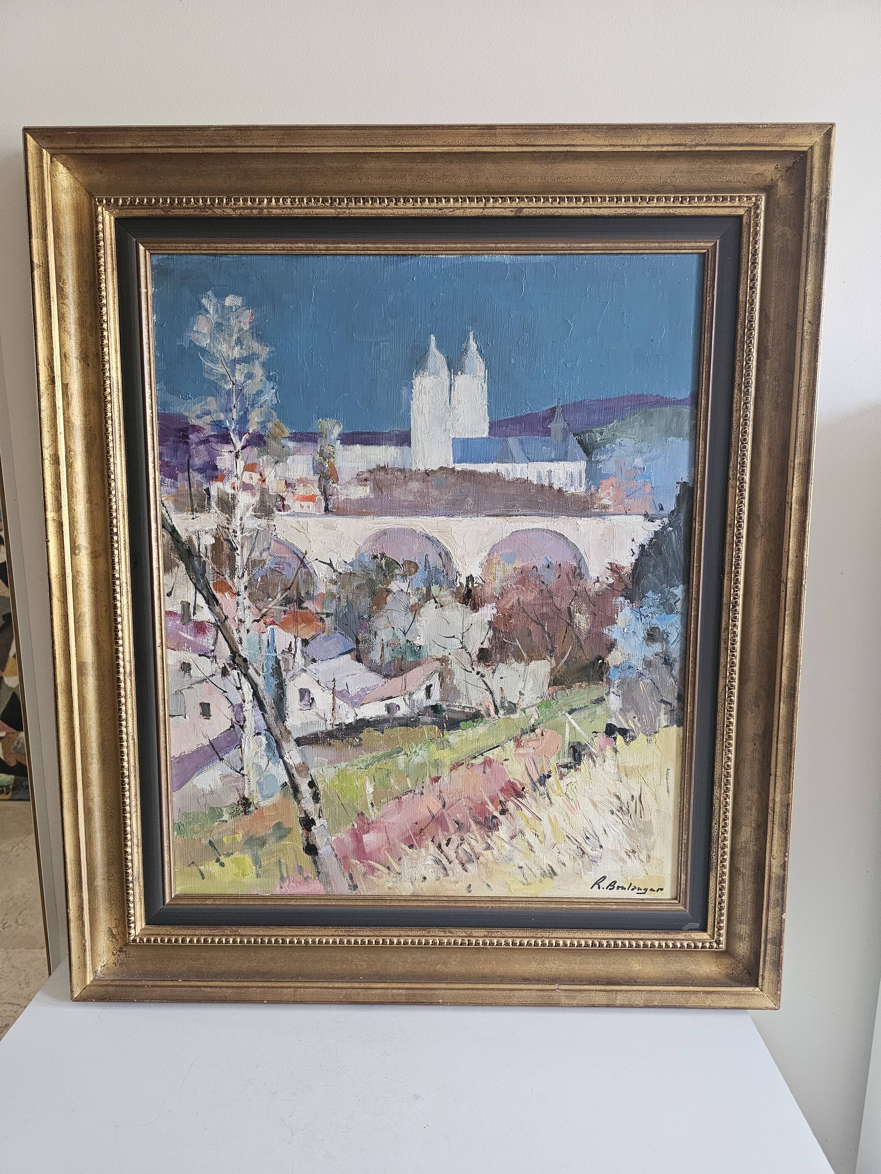 Oil Painting on Canvas Basilica of Saint Nicholas of Port Signed R Boulanger