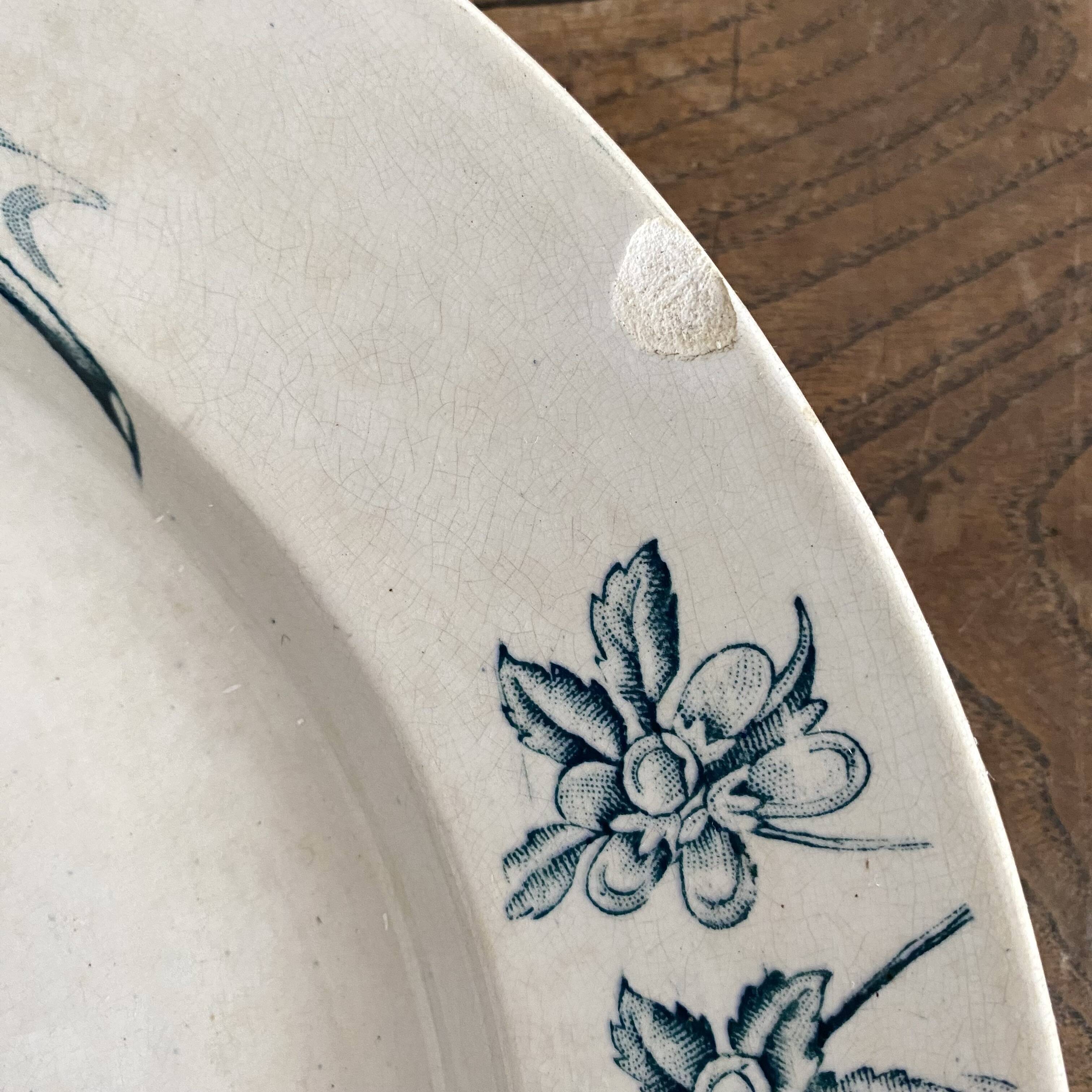 Round ironstone dish Badonviller "Jasmin" butterfly