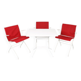 Ensemble de jardin vintage français des années 50 conçu par Raoul Guys (attribué) 3 chaises et une table.