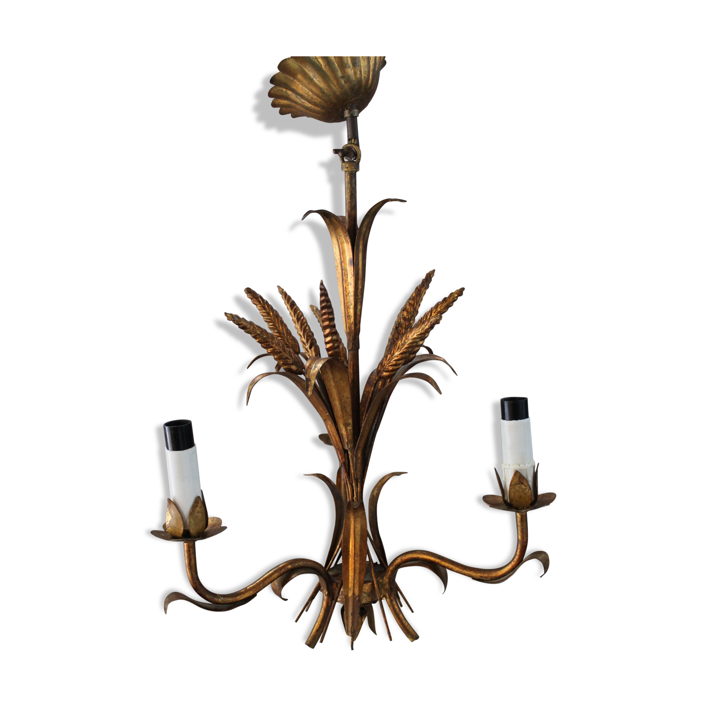 Lustre suspension en métal doré "épis de ble"