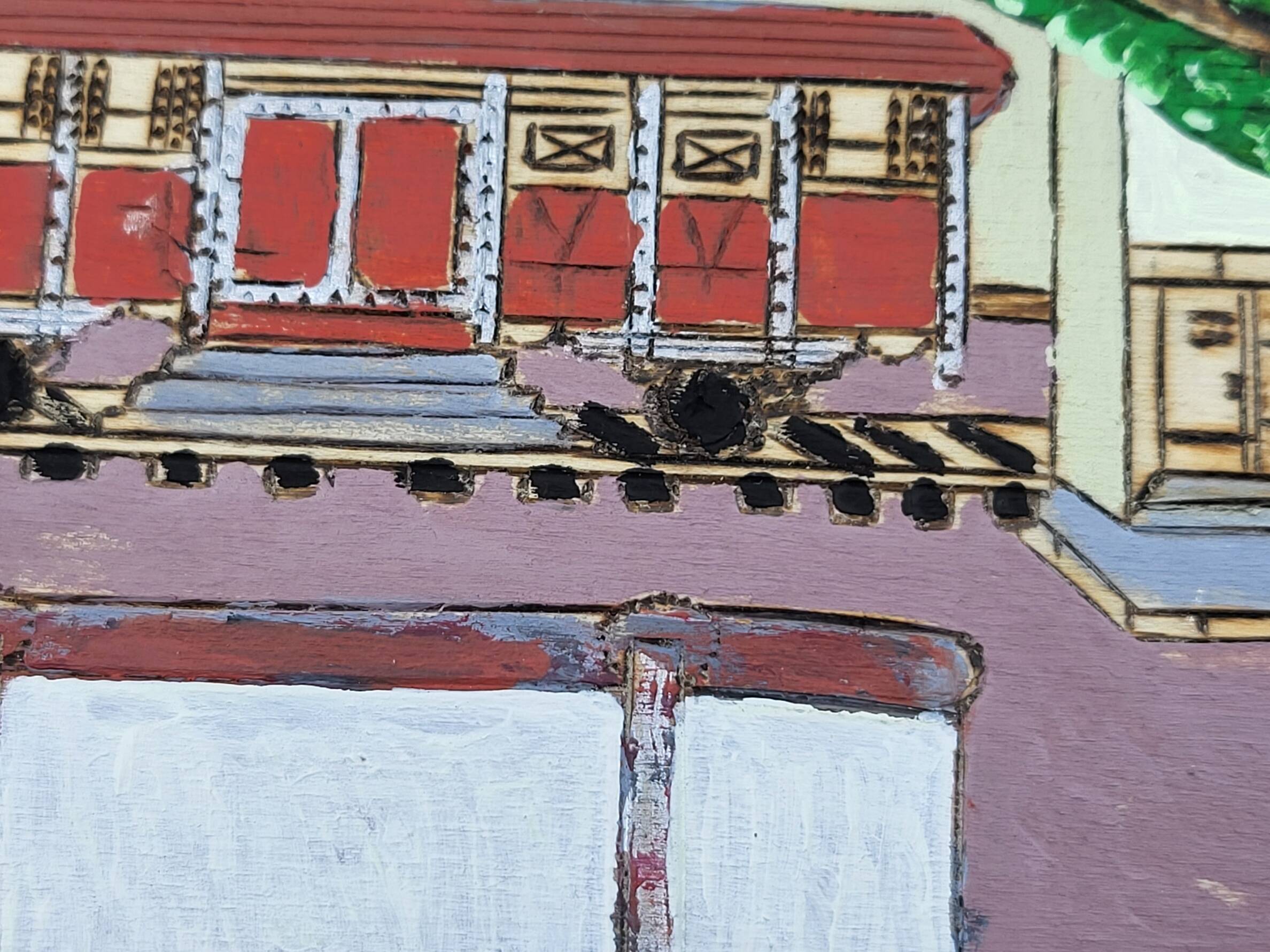 Naive Art painting painting on wood