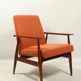 Scandinavian design curly orange armchair by H.Lis