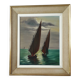 Antique oil painting depicting a marine scene.