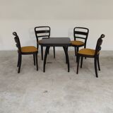 Lot de 4 chaises Thonet art déco 1930 , bouclette Jaune moutarde