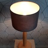 Solid beech table lamp with brown lampshade