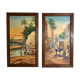 Pair of oils on orientalist canvas, 20th century
