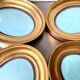 Lot of 4 Antique Oval Gilded Frames  CONVEX glass , each frame 19.5 cm x 15.5 cm