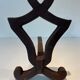 Pair of Modernist Andirons in Cast Iron with Stylised Figure Supports, by Ray