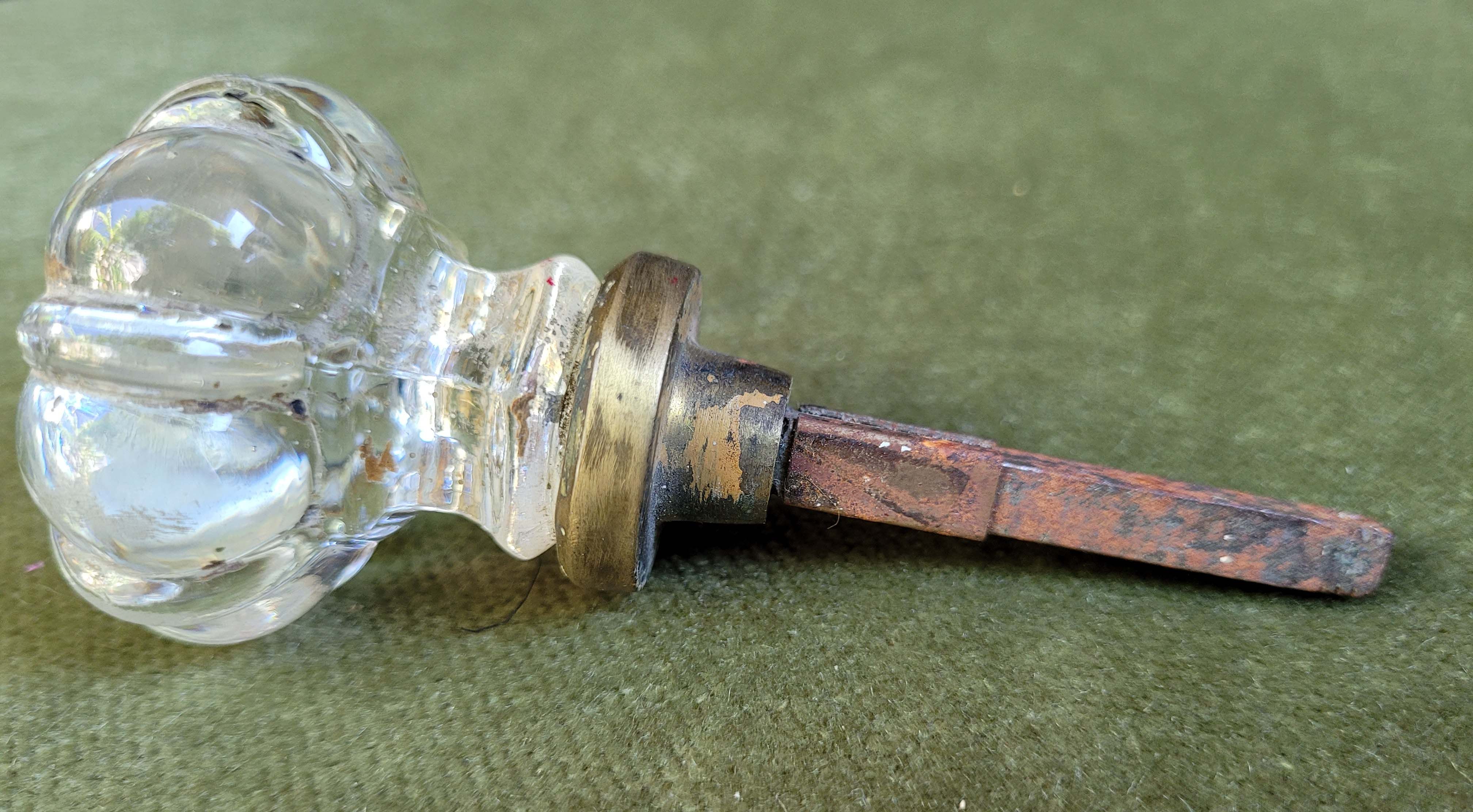 Vintage (1930-40th) french glass brass and metal doorhandle