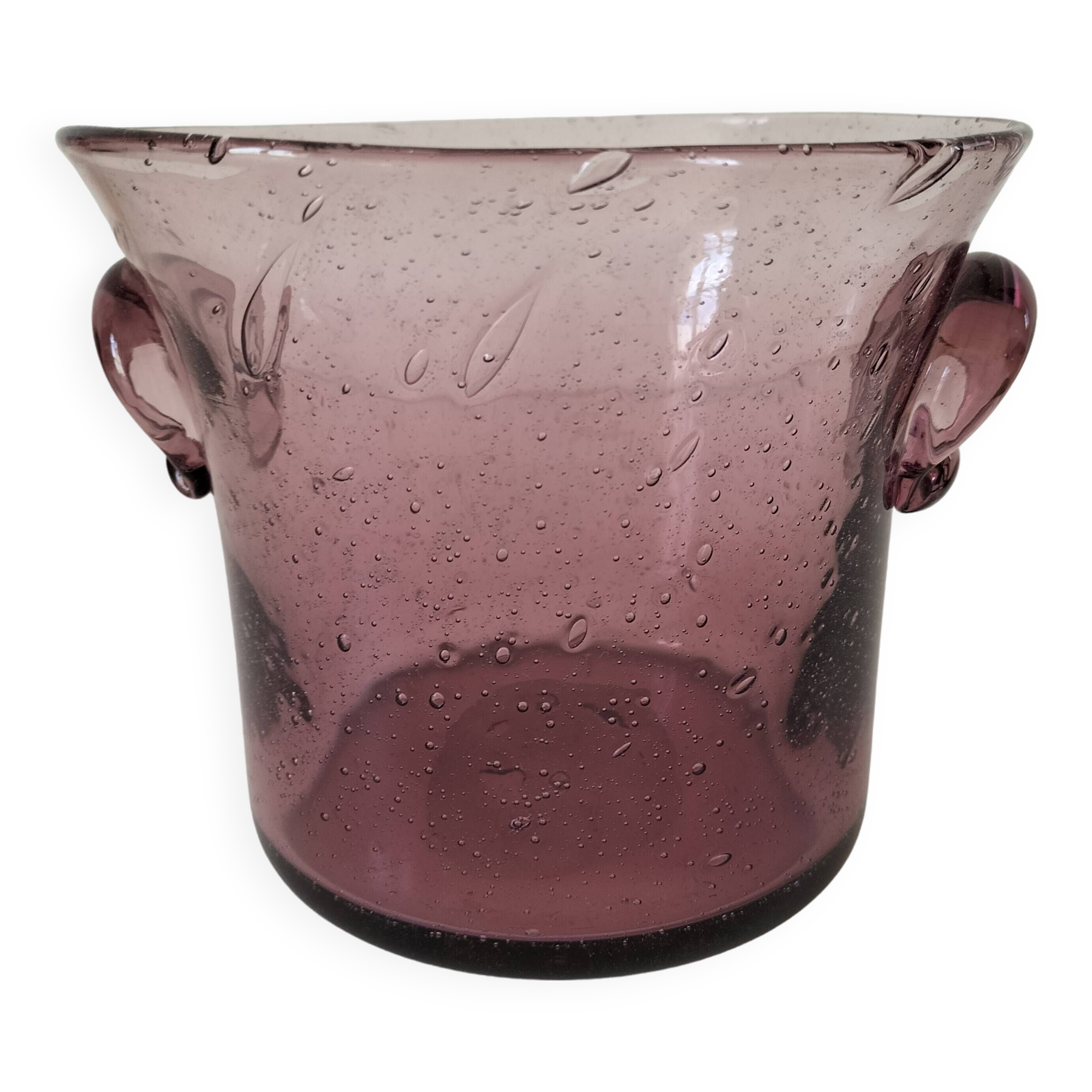 Biot style purple blown glass champagne bucket