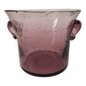 Seau à champagne en verre soufflé violet style Biot