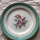 6 assiettes plates Ceranord Saint Amand Beaugency fleurs bords dorés et vert menthe