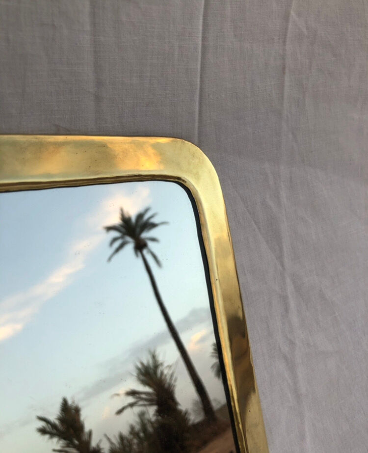 Set of 4 square brass mirrors