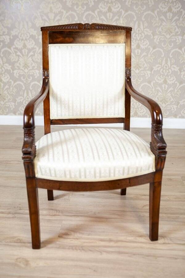 Antique Biedermeier Mahogany Armchair, 1890s