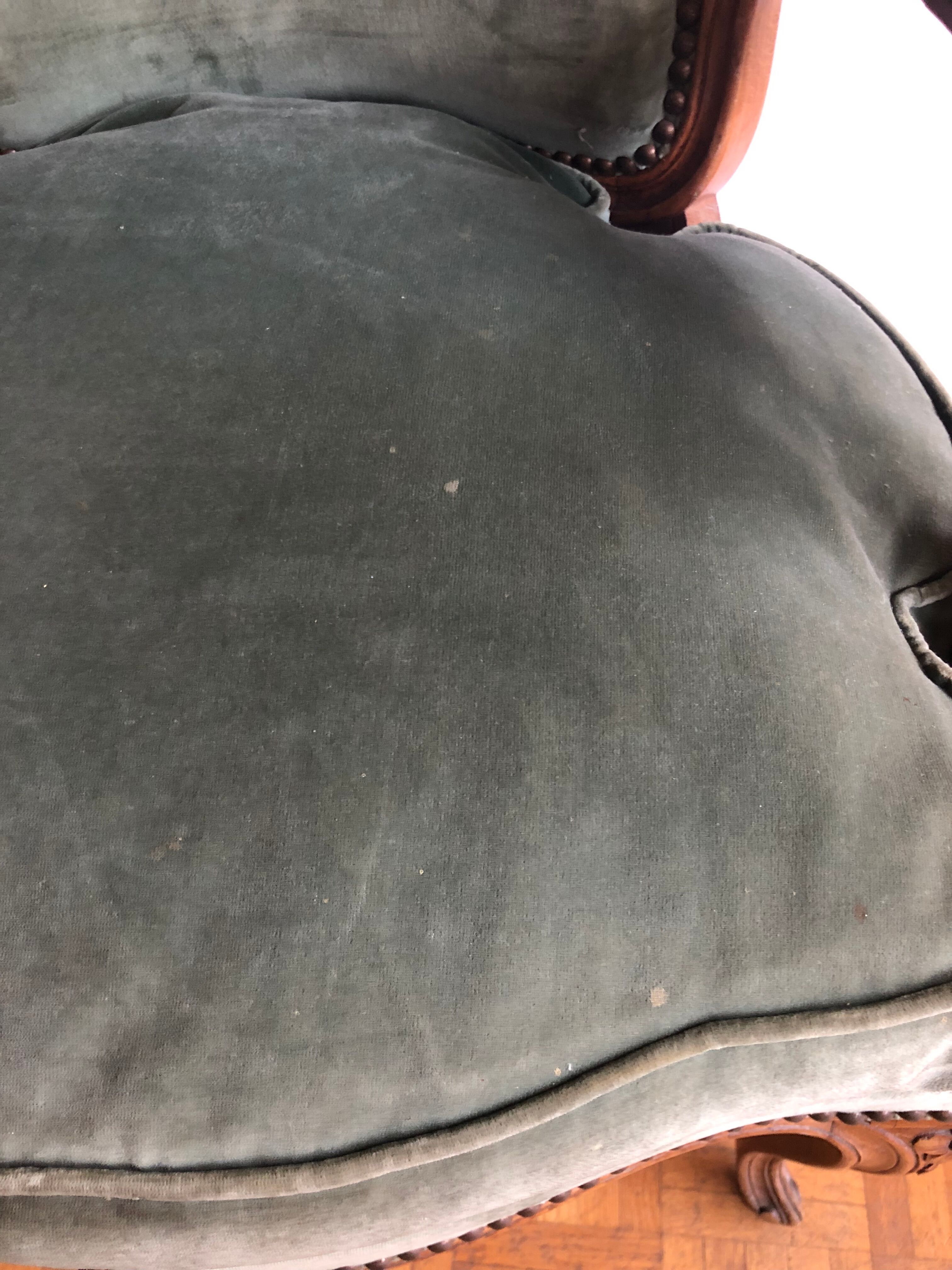 Green shepherdess armchair Louis XV style