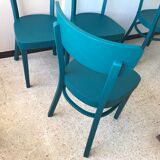 Series of 4 chairs bistrot bleu canard