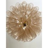 Modern Clear and Gold Murano Glass "Petals-Selle" Chandelier