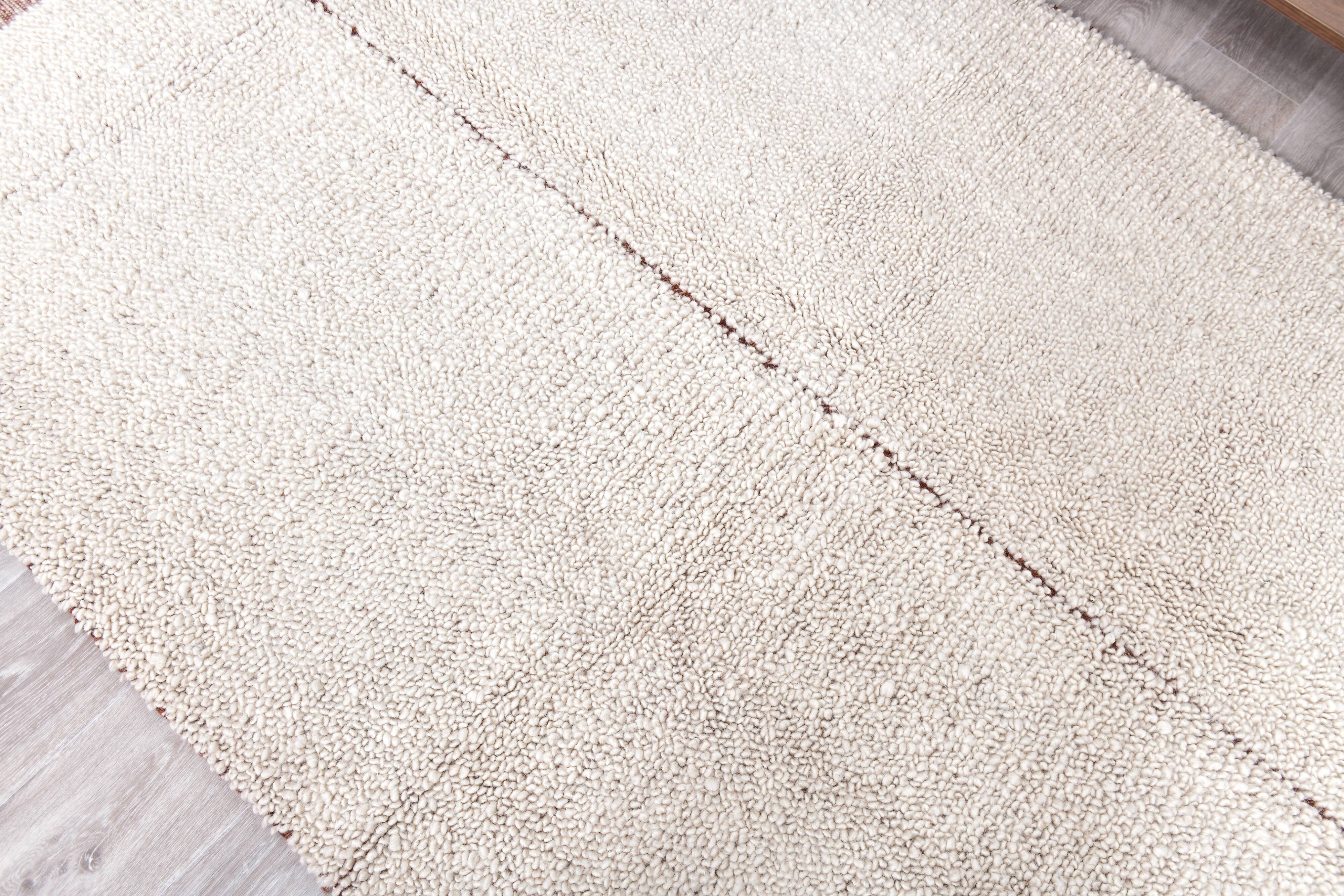 Terracota wool moroccan shaggy rug, Turkish wool rugs orange terracota