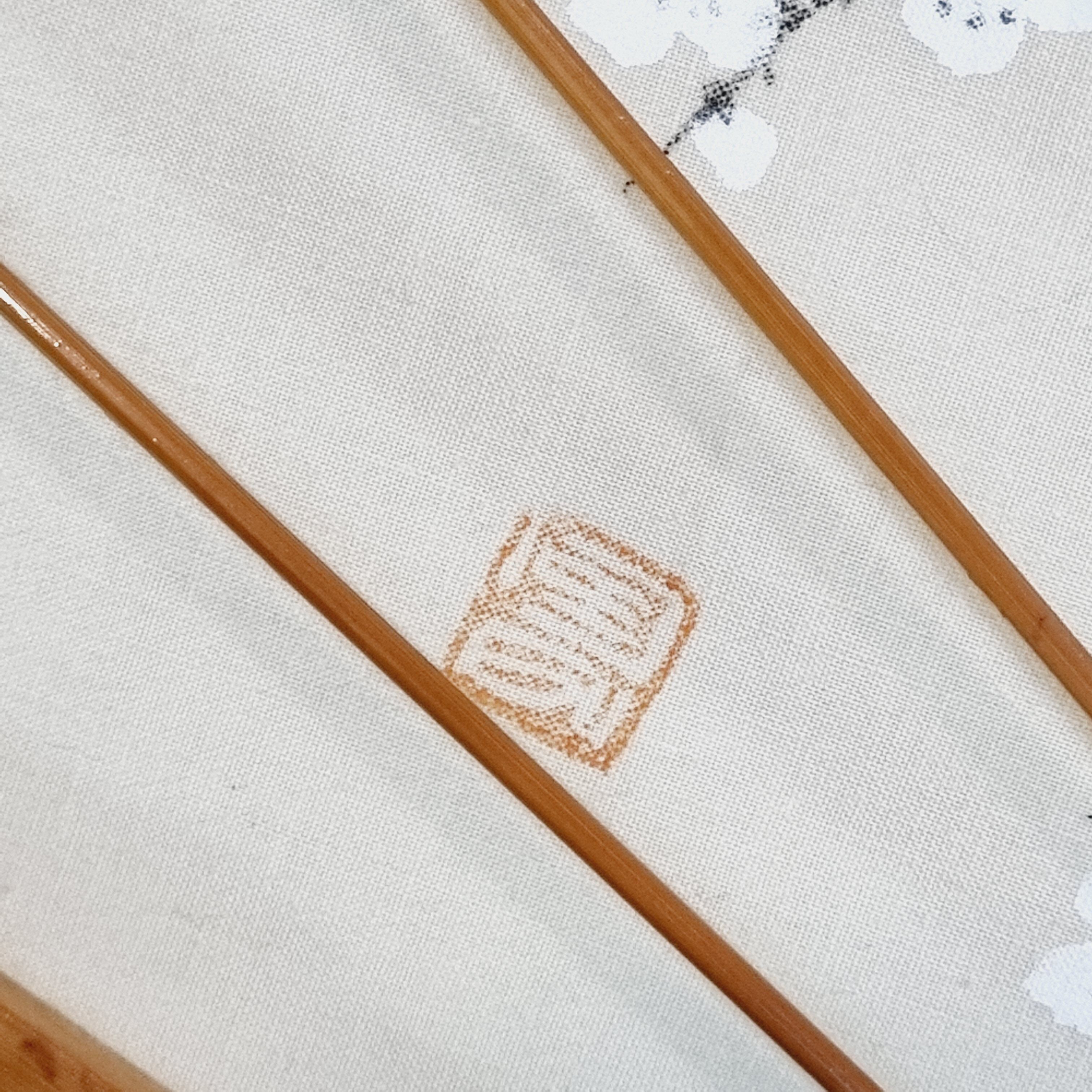 Fan hand painted fabric and bamboo