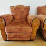 Pair of restored club armchairs, 50s