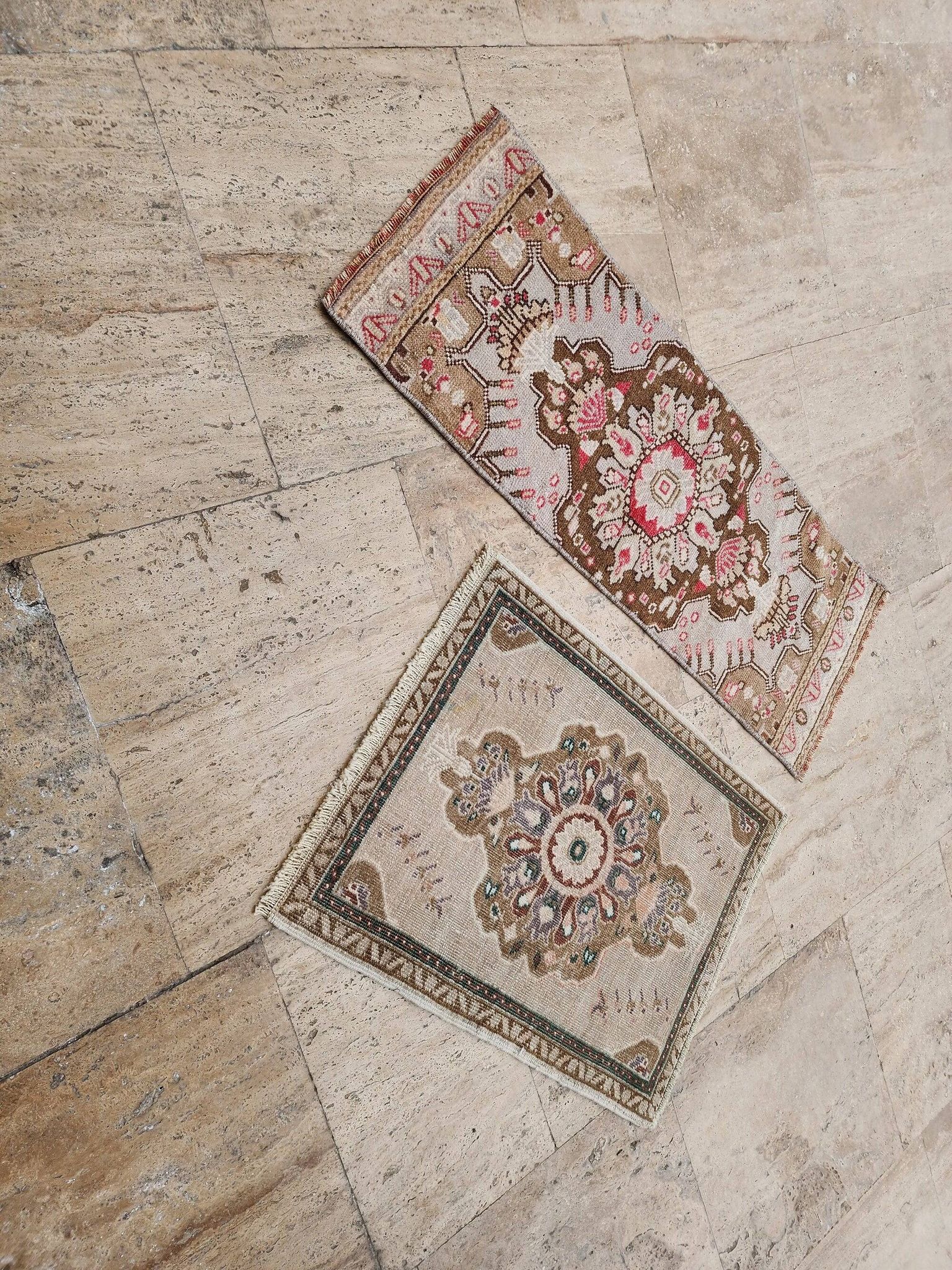 Set of 2 vintage handmade Turkish rugs 51x66 cm