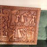 Ancient Carved Panel Bas Relief Sculpture Benin Dahomey Ritual Scene