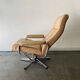 Mid-Century Scandinavian Leather Reclining Lounge Chair Chrome frame 1960s-