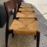 4 beautiful Scandinavian wood and straw chairs