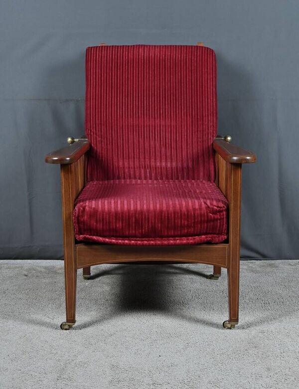 Fauteuil Morris en acajou, style Arts & Crafts, début XXe