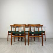 1950s set of 5 vintage Danish teak dining chairs W2 by Hans J. Wegner for CM Madsen