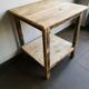 Vintage wooden side table, entrance console, square pedestal table 2 floors.
