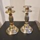 Pair of vintage silver-plated metal candlesticks