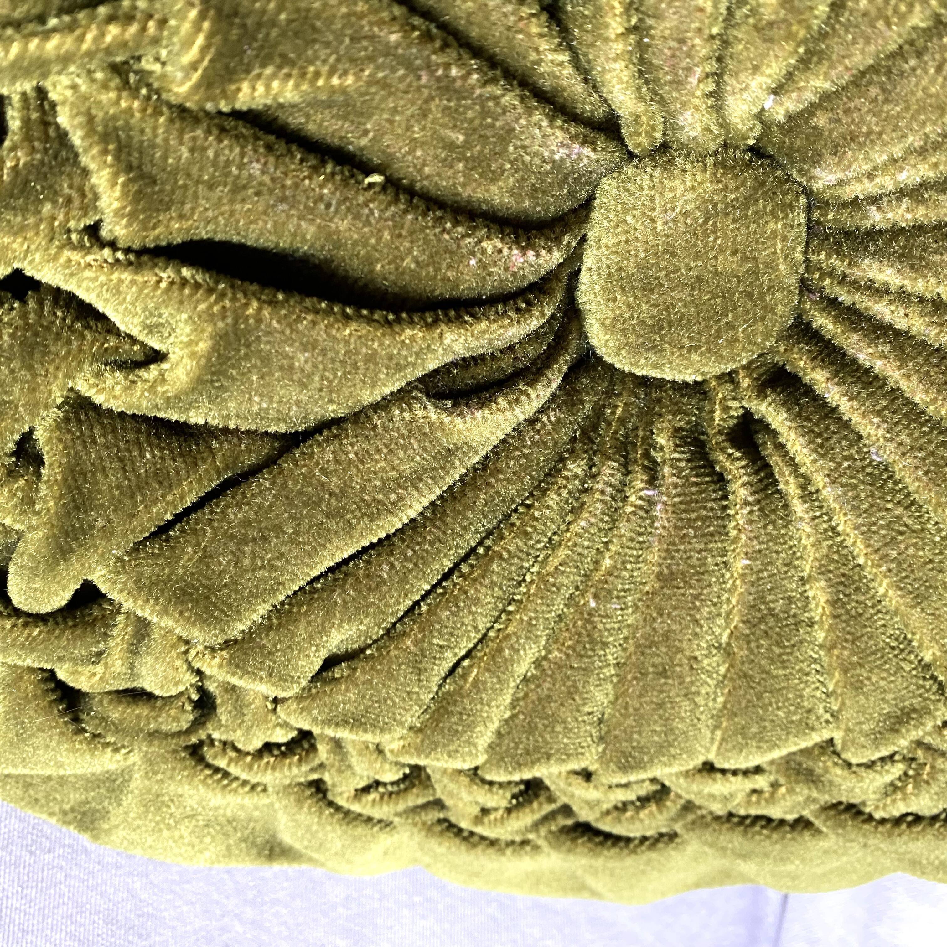 Vintage pleated velvet cushion