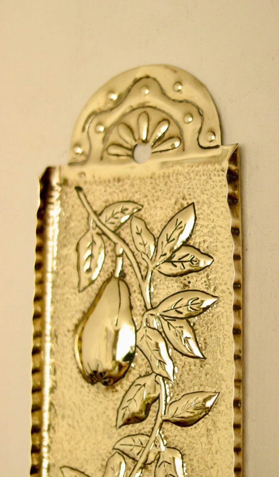 Vintage European brass sconce in pear motif