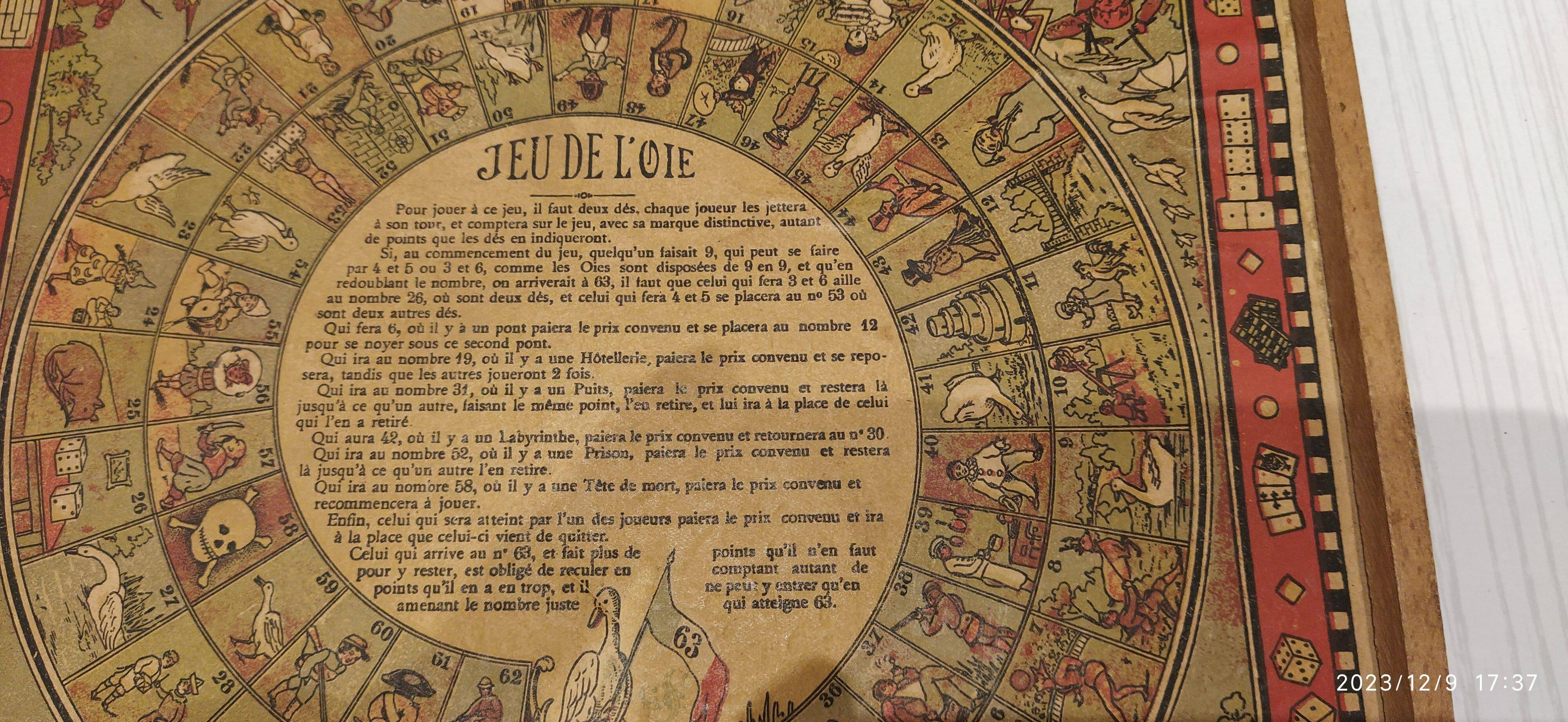 Very old game of goose and checkers