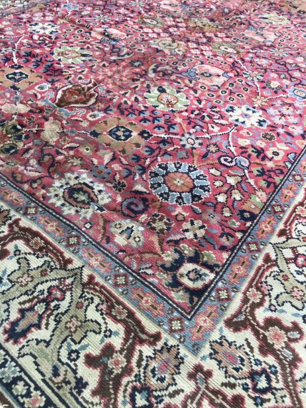 Old french carpet knotted 253 x 353 cm
