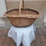 Oval basket woven wicker and hazel