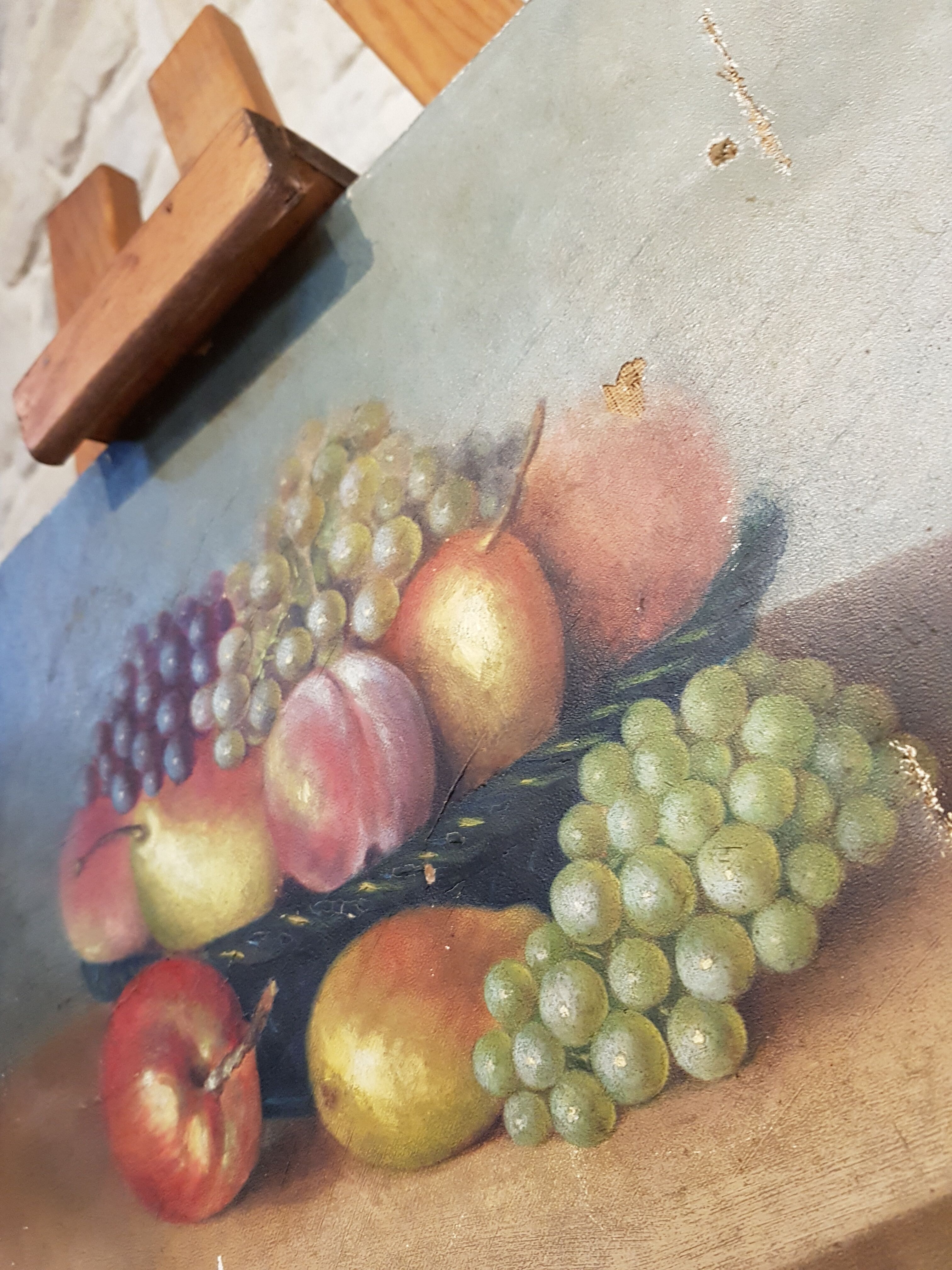 Ancient oil on canvas, still life