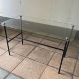 French coffee table Pierre Guariche edited by Steiner, in glass and steel