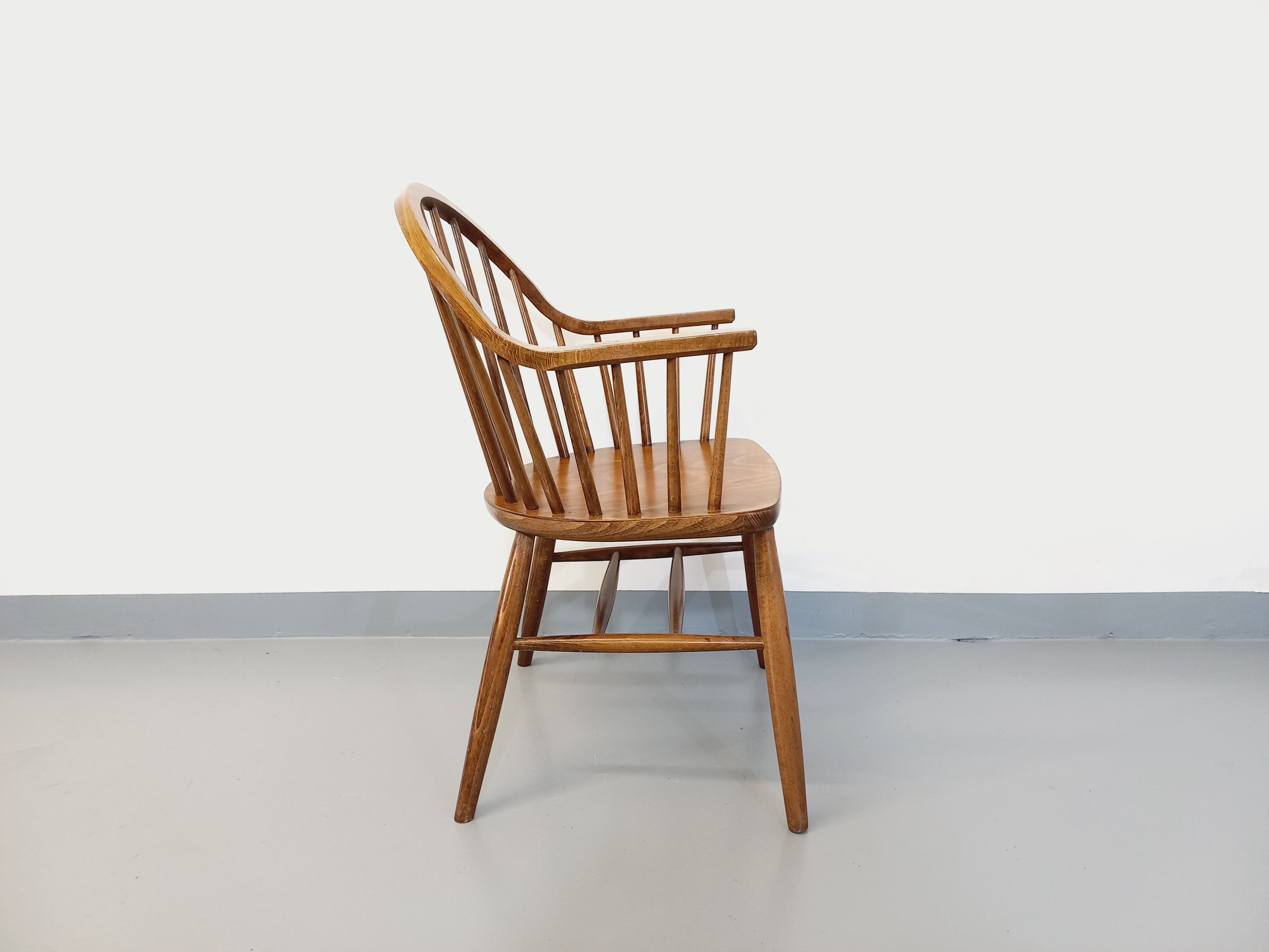 Baumann vintage Bridge Western fan armchair in wood from the 70s