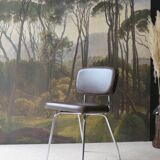 Set of 4 chairs in skaï and vintage chrome