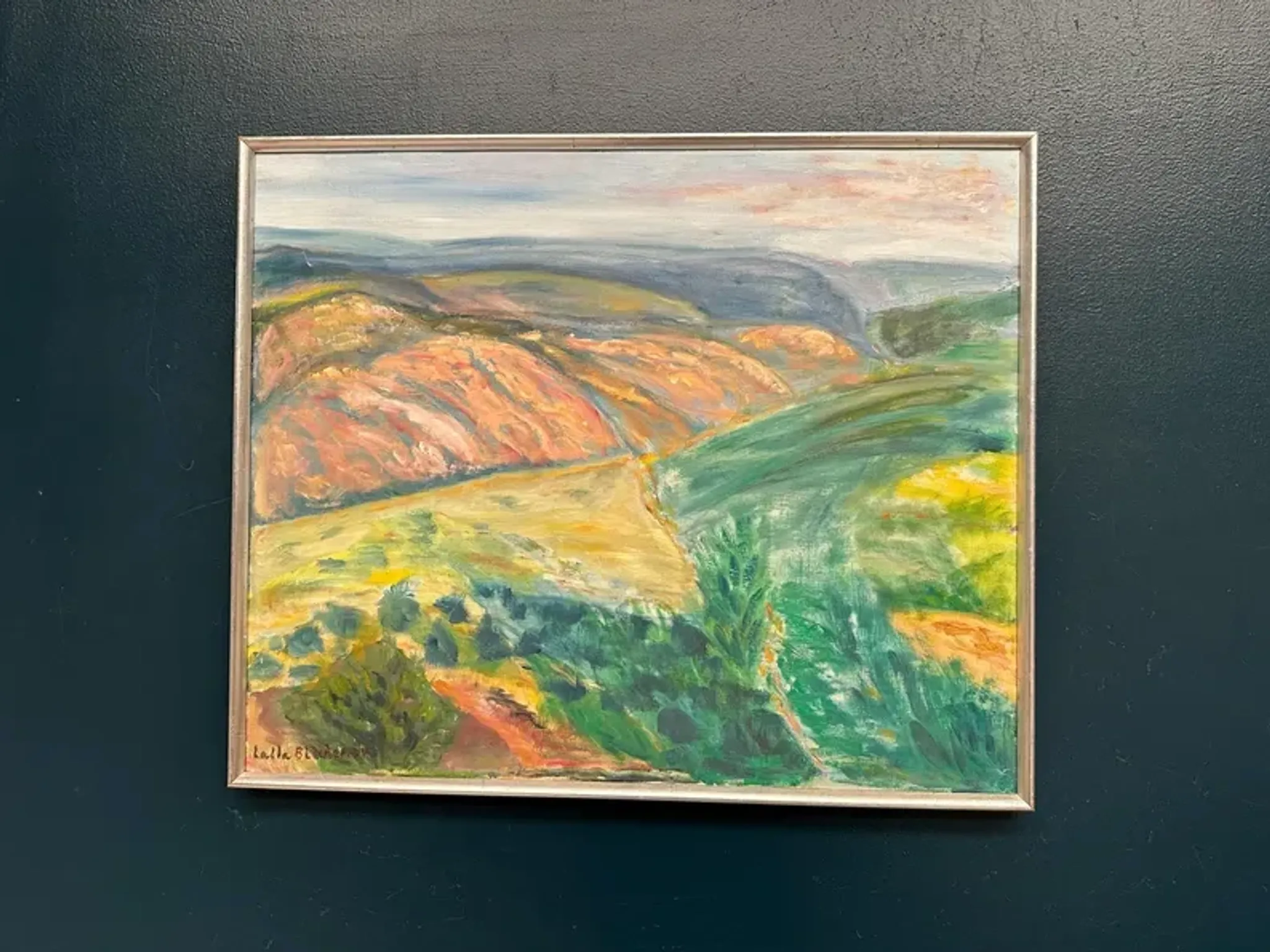 Original Swedish Oil on Canvas – "Landscape" by Lalla Blecher – Signed – Dated 1994 – Framed – 63 × 53 cm (24.8" × 20.9")