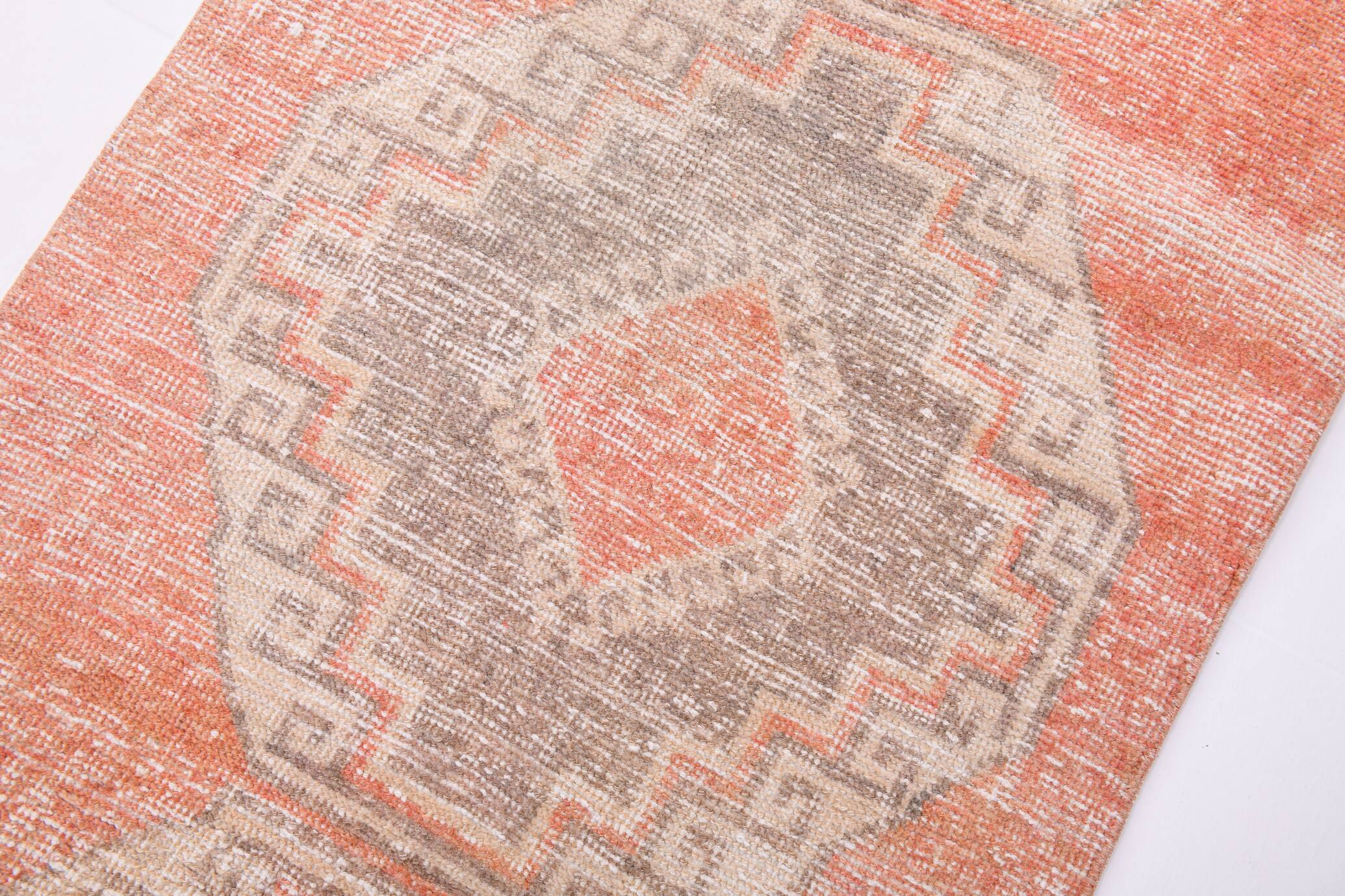 3x12 Pale Red & Brown Vintage Runner Rug, 82x336Cm