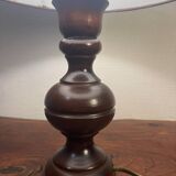 Solid wood table lamp with 80s lampshade