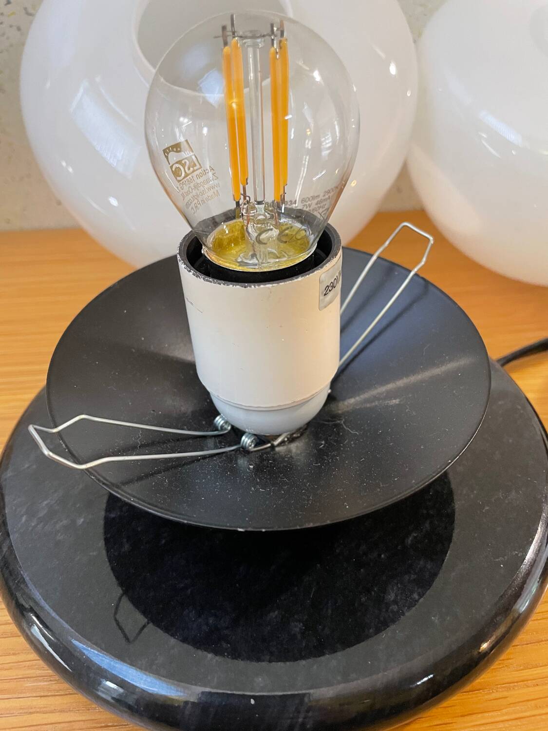 Glass and marble mushroom lamps