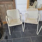 4 fauteuils de jardin en métal perforé